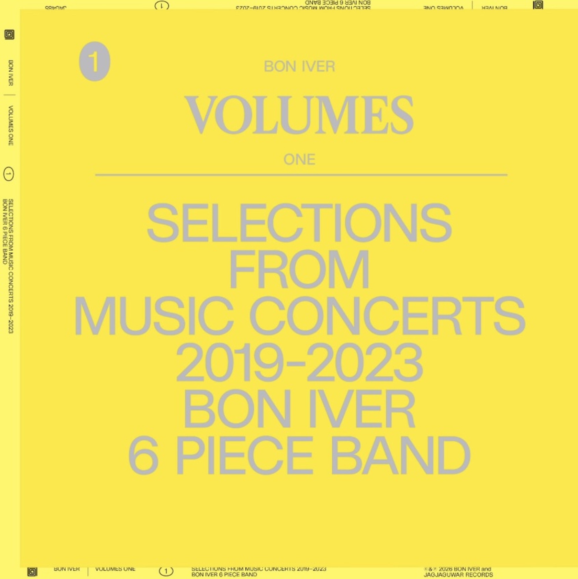 'VOLUMES: ONE SELECTIONS FROM MUSIC CONCERTS 2019-2023 BON IVER 6 PIECE BAND'