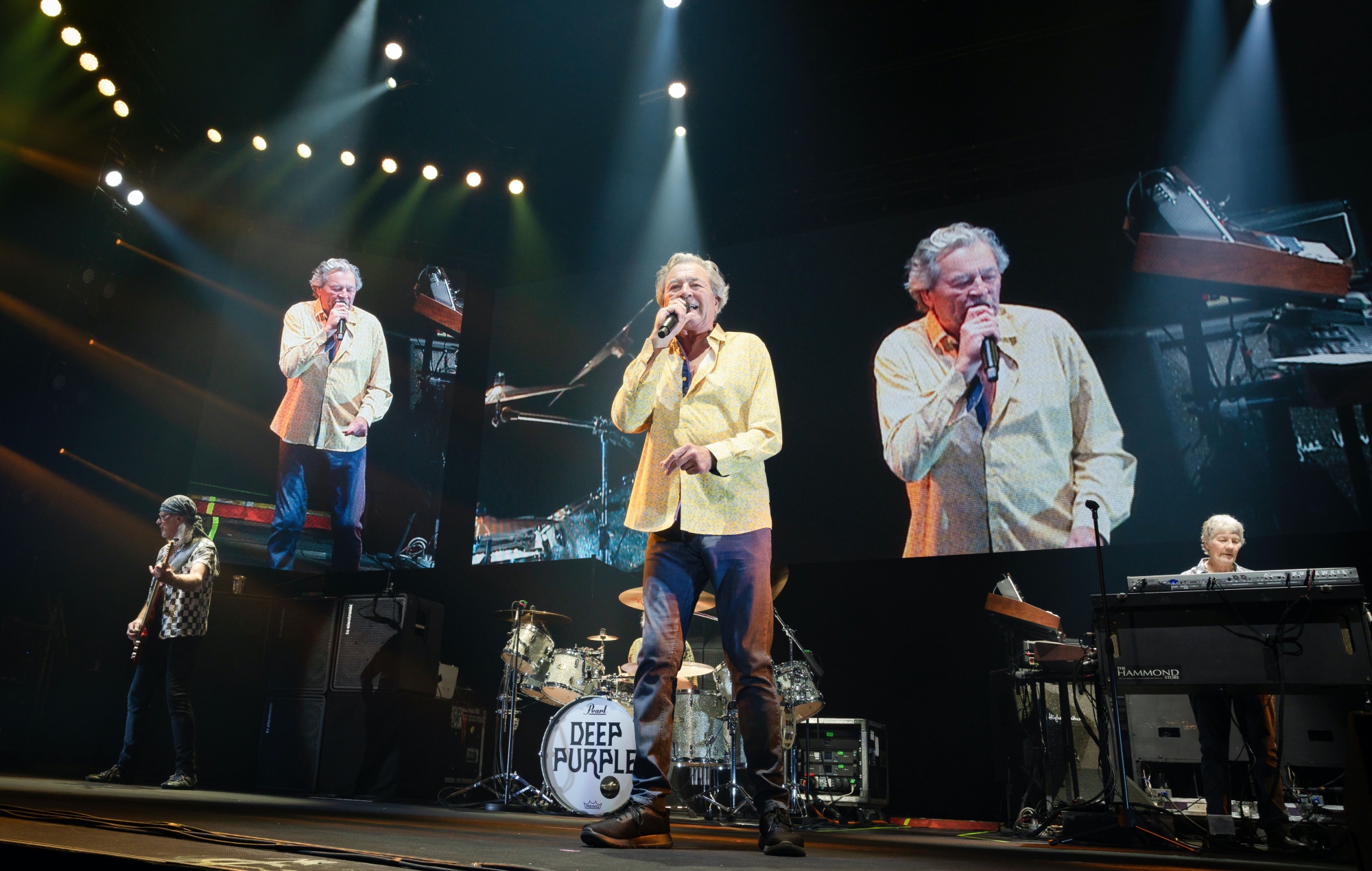 Deep Purple performing live on stage, photo by Frank Hoensch/Redferns/Getty