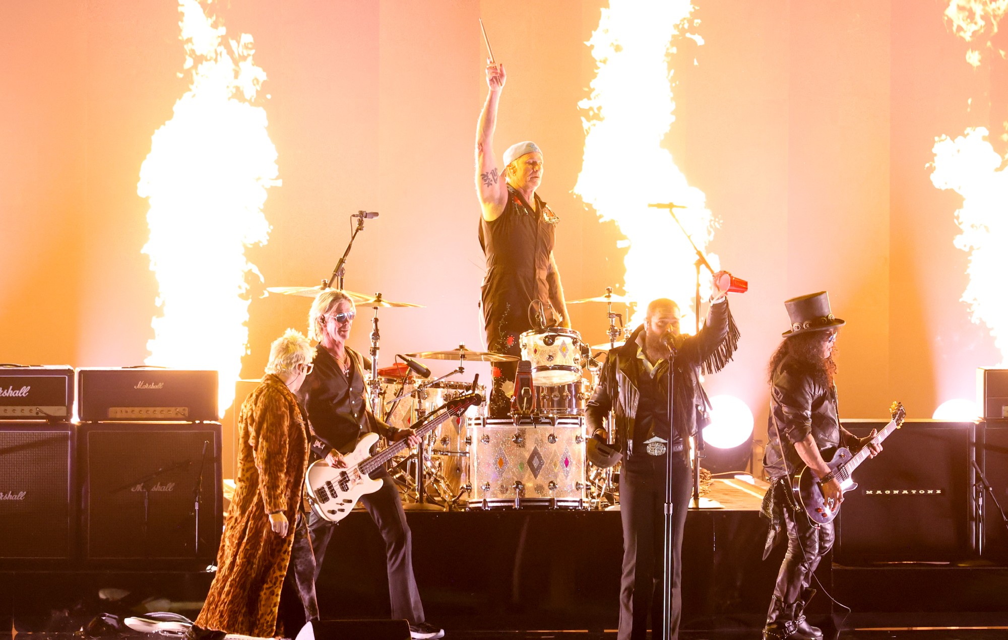 Alex Watt, Duff McKagan, Post Malone, Chad Smith and Slash