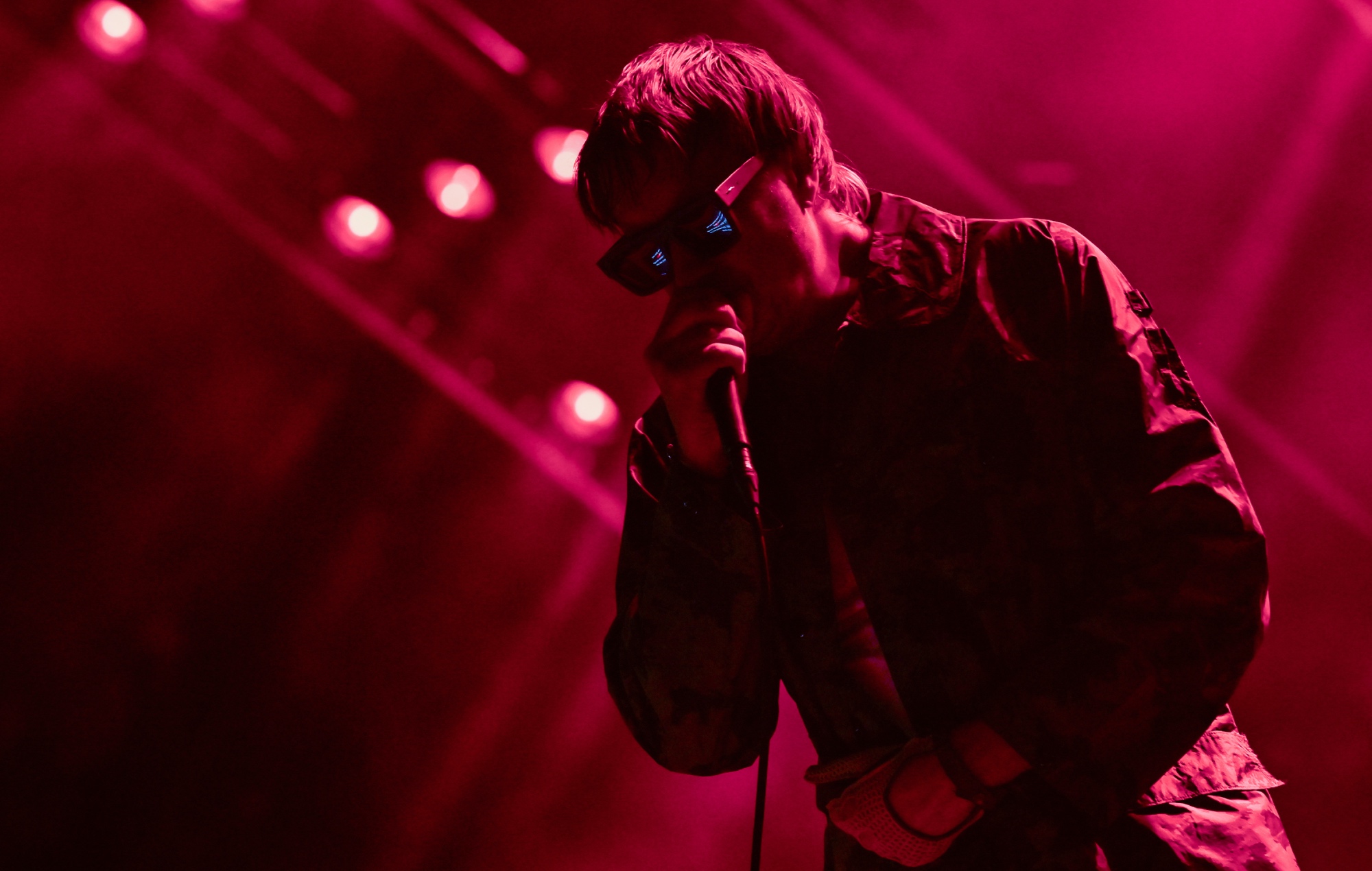 Julian Casablancas performing live on stage with The Strokes, photo by Marc Grimwade/WireImage/Getty
