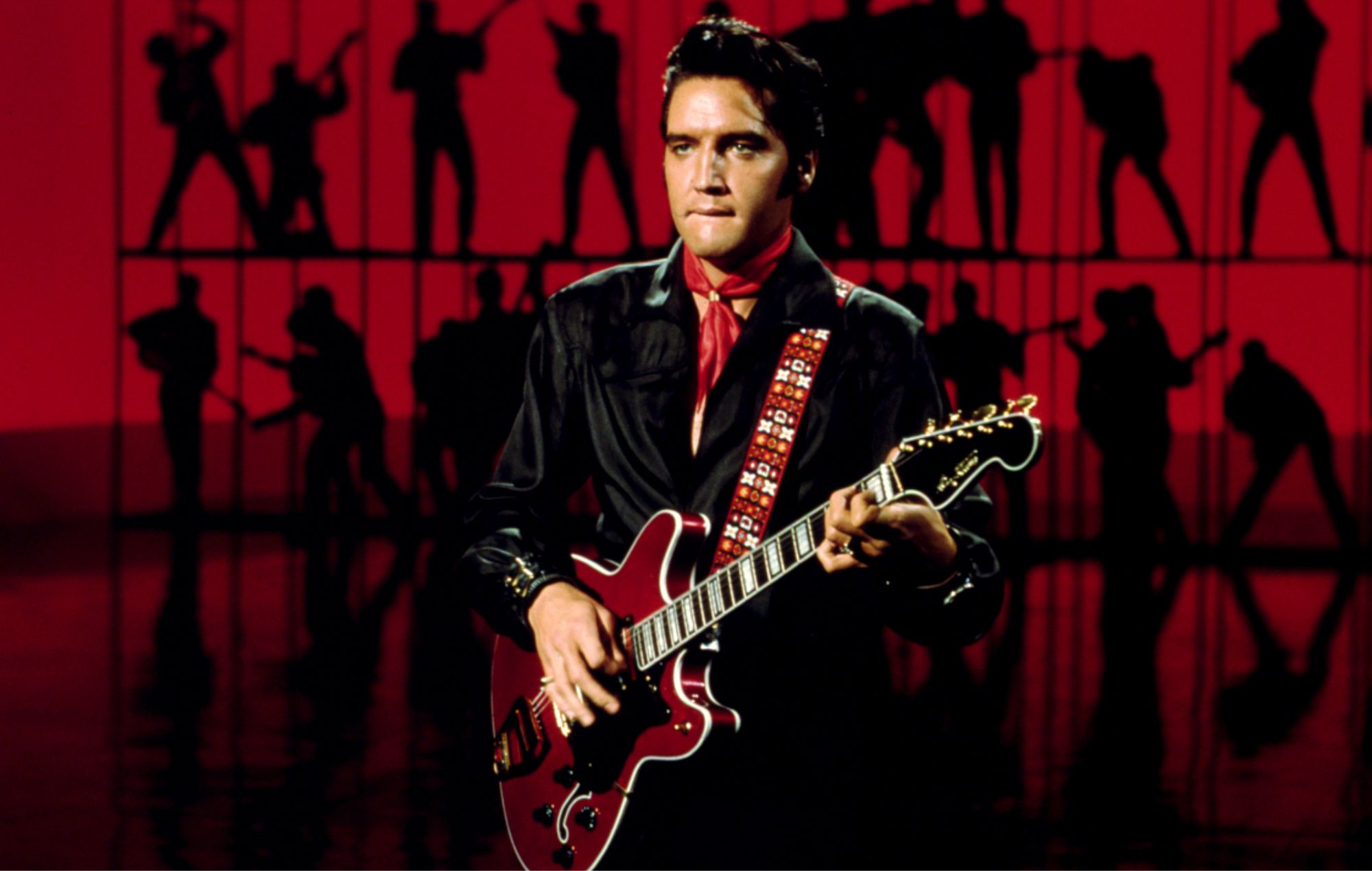 Elvis Presley performing in 1968