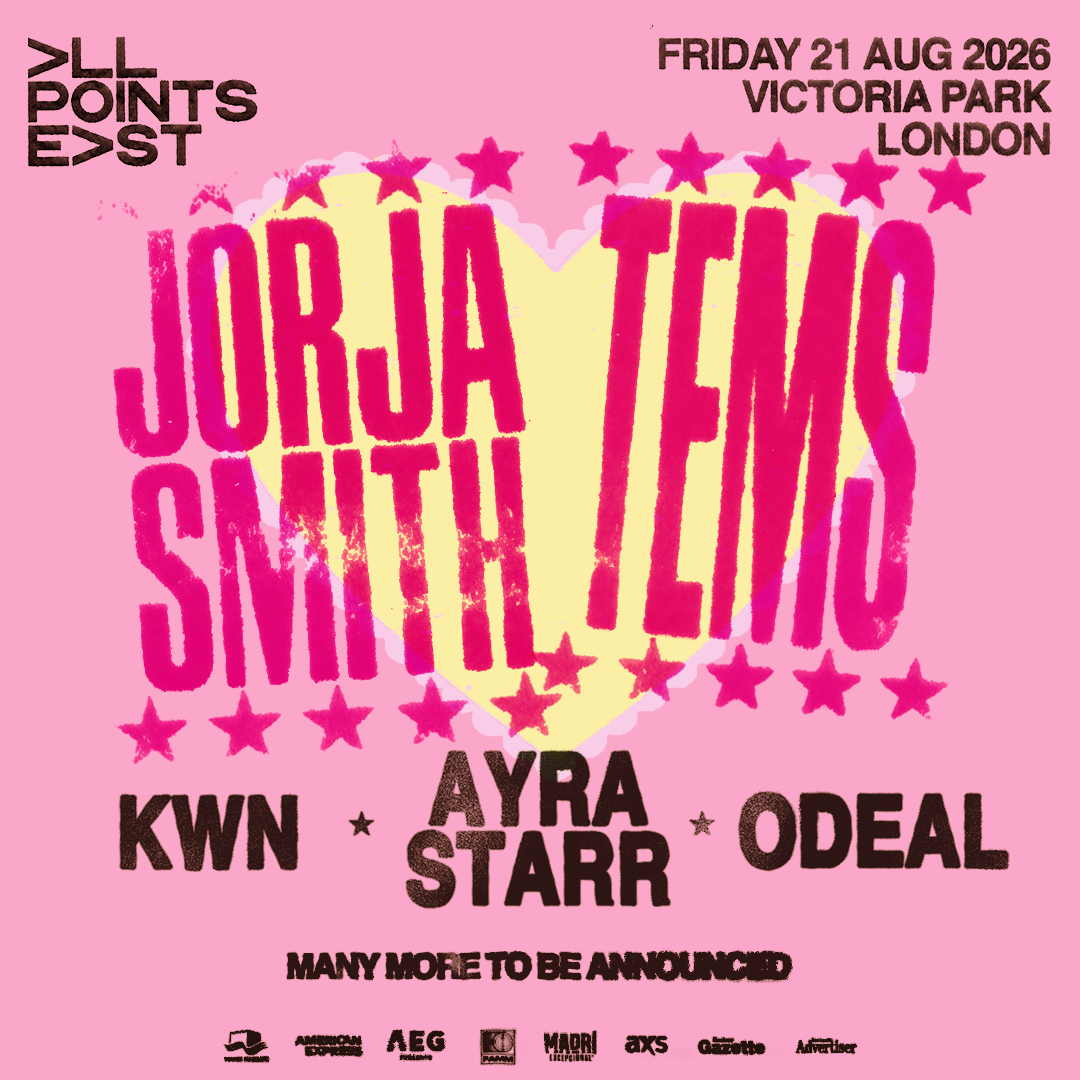 The official line-up poster for Jorja Smith and Tems at All Points East