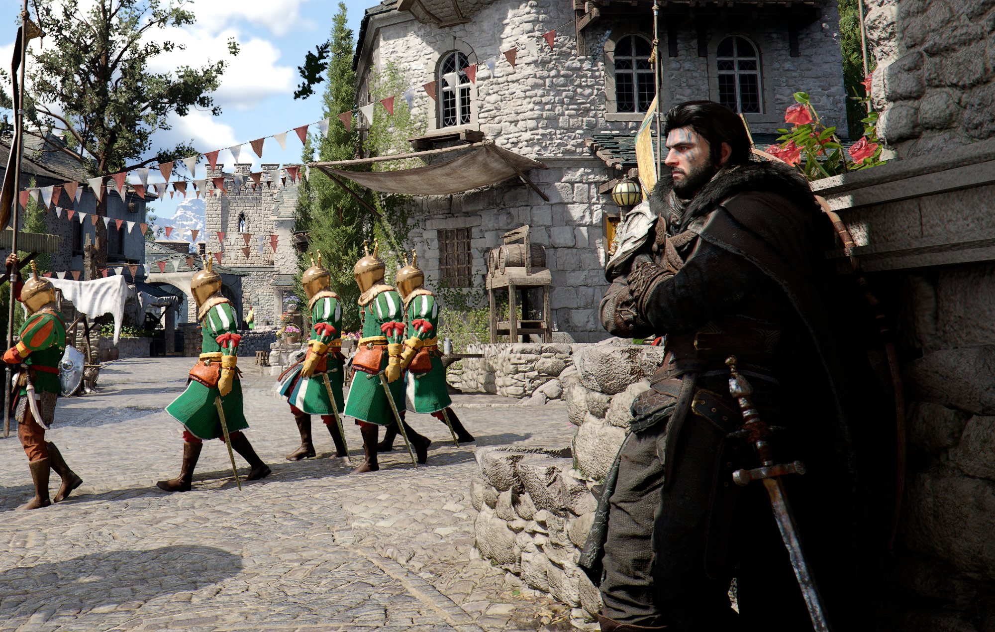 Crimson Desert Read Memory Fragments: Kliff can be seen standing in front of a wall.