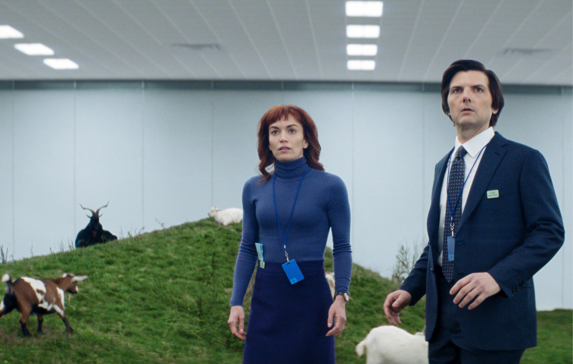 Britt Lower and Adam Scott in 'Severance'