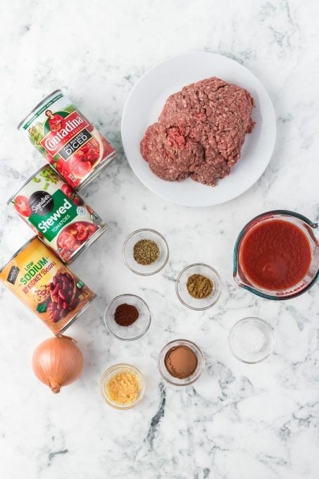 Ingredients for Chili Recipe