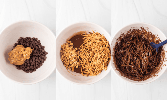 Process photos for making Haystack cookies.