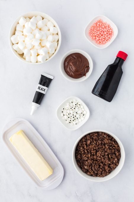 Ingredients for Halloween Black Cats Rice Krispie Treats