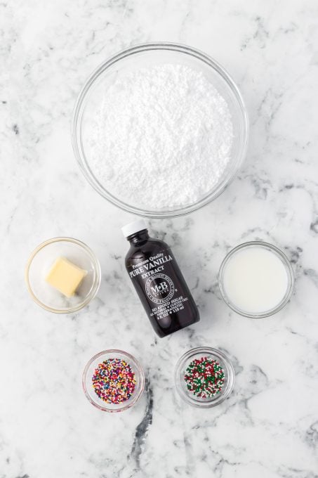 Ingredients for Italian Ricotta Cookies glaze.