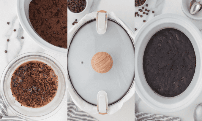 Second set of Chocolate Pudding Cake process photos.