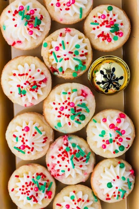 Sugar Cookie Cups with Christmas sprinkles and frosting.