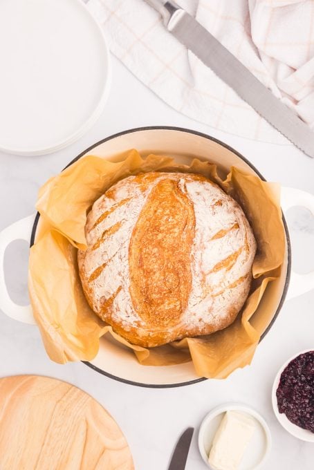 Baked bread in a Dutch Oven