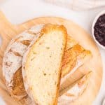 Freshly baked bread made in a Dutch oven.