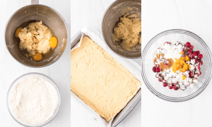 First set of process photos for Cranberry Pie Bars.