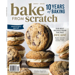 Bake from Scratch 10th Anniversary Cover featuring stacks of cookies
