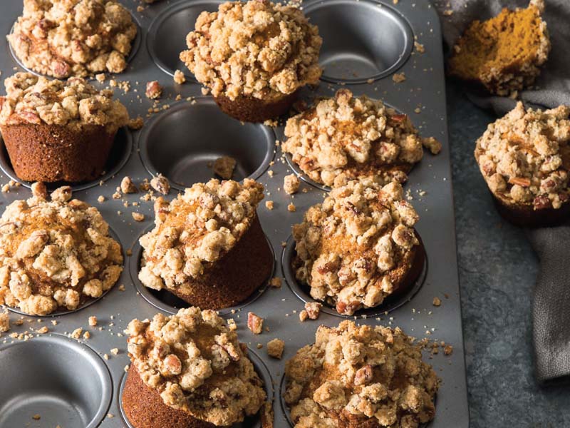 Pumpkin Spice Muffins with Pecan Streusel