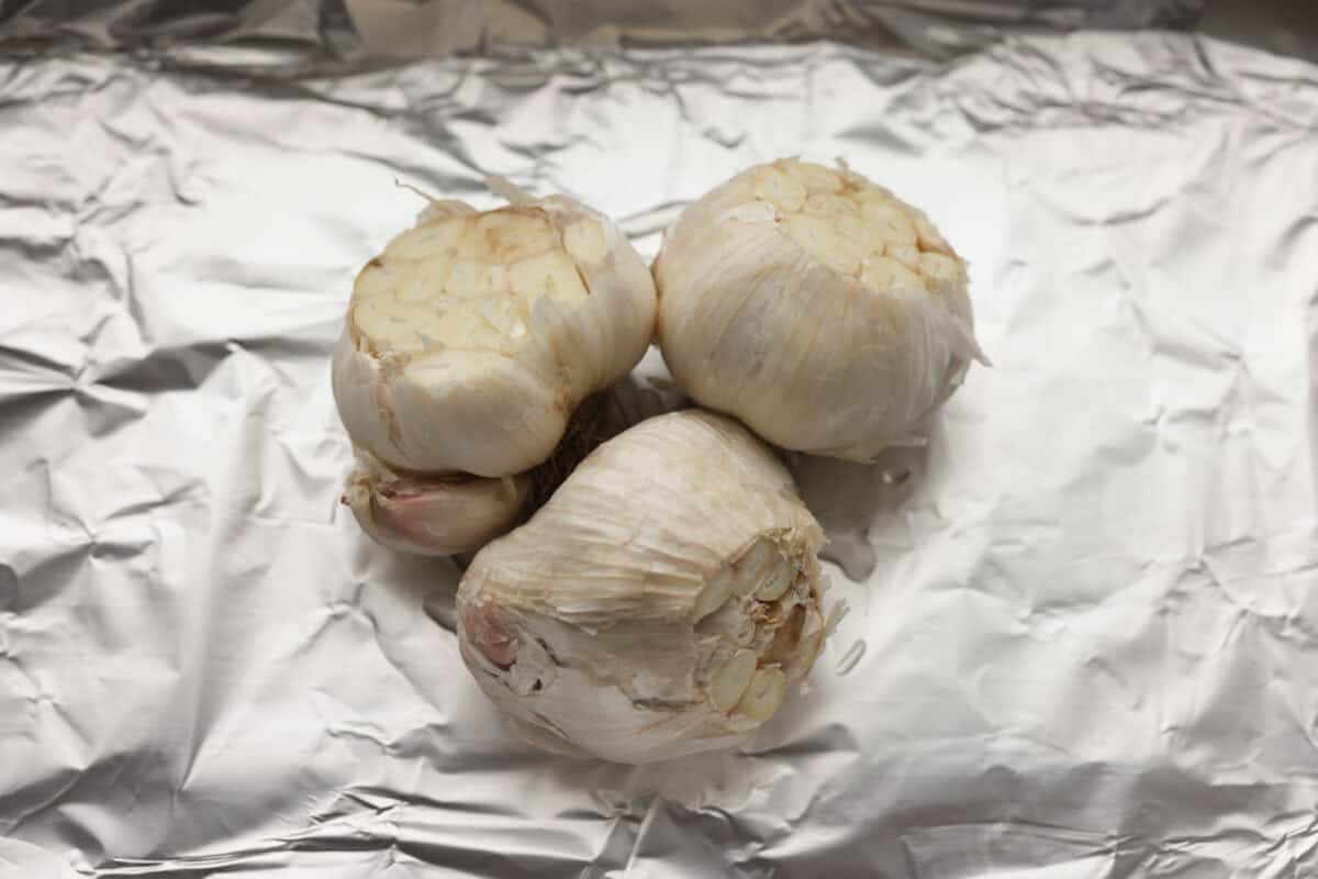 Garlic bunches ready to be roasted. 
