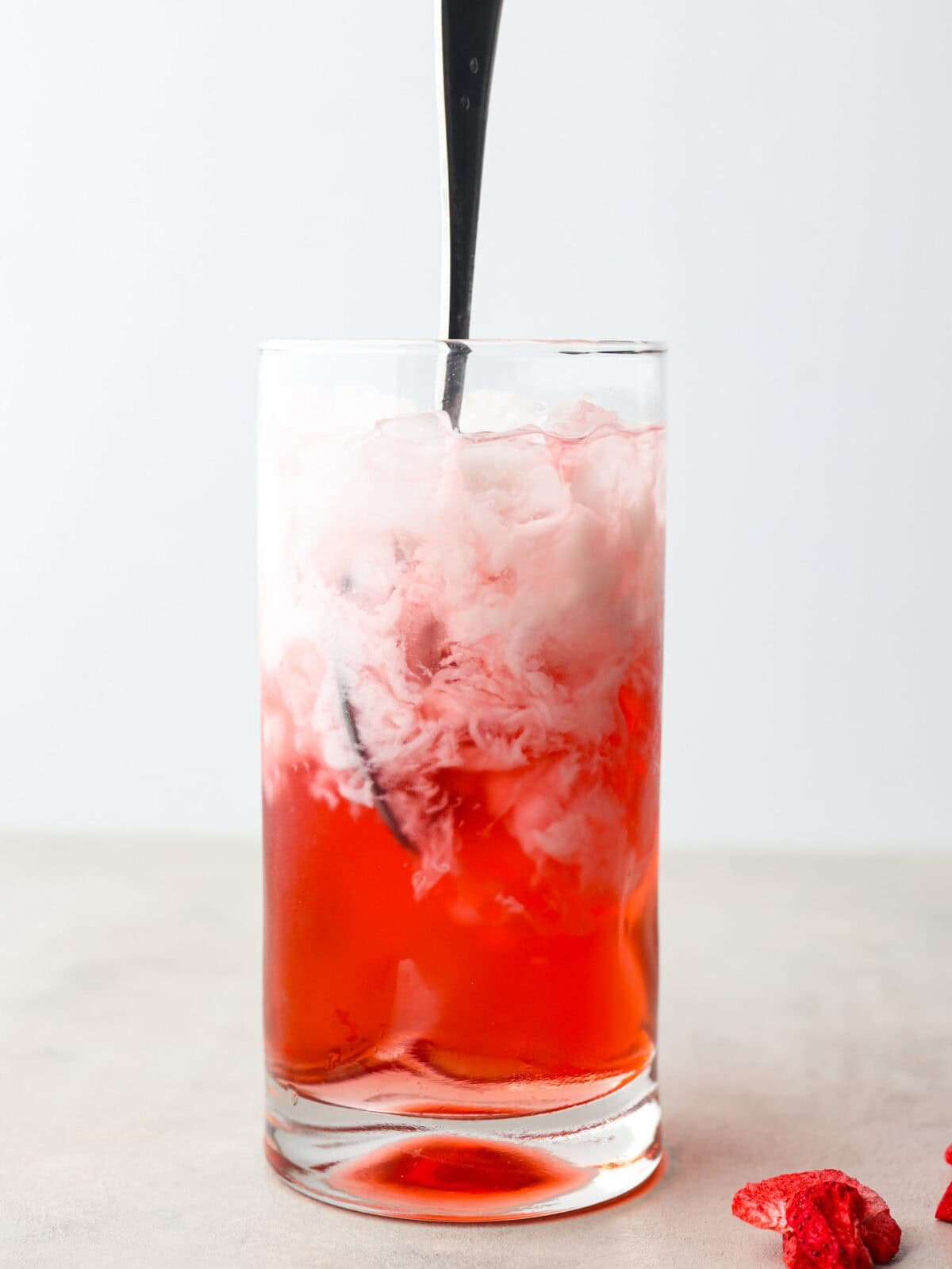 Someone stirring the ingredients together. 