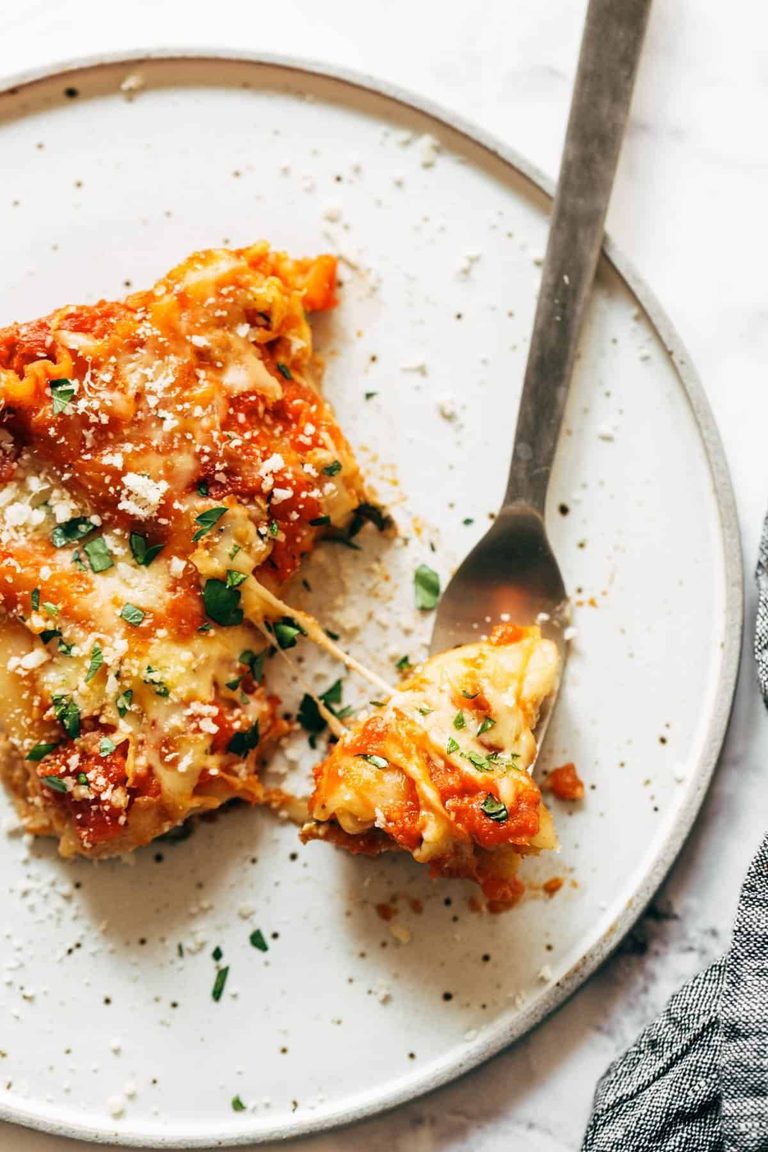 Creamy tomato lasagna florentine.