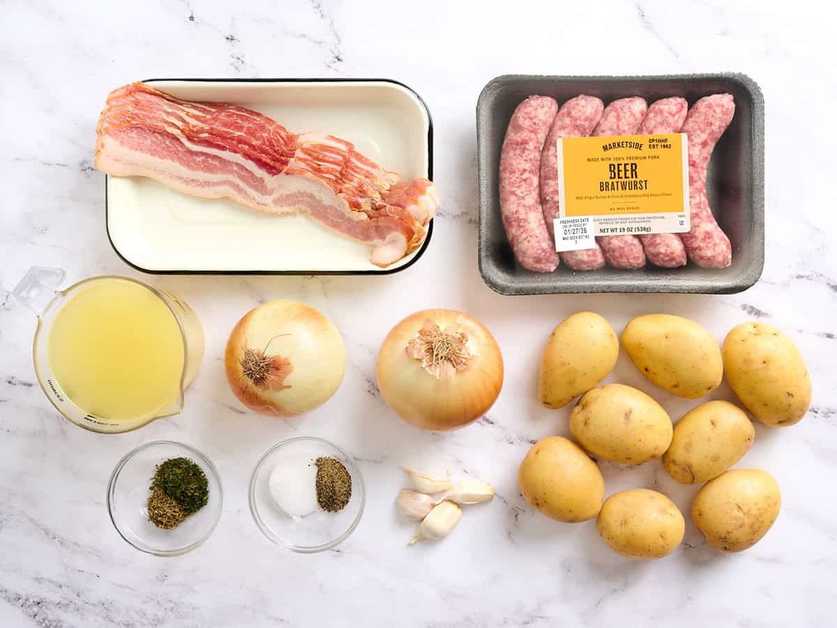The ingredients to make dublin coddle.