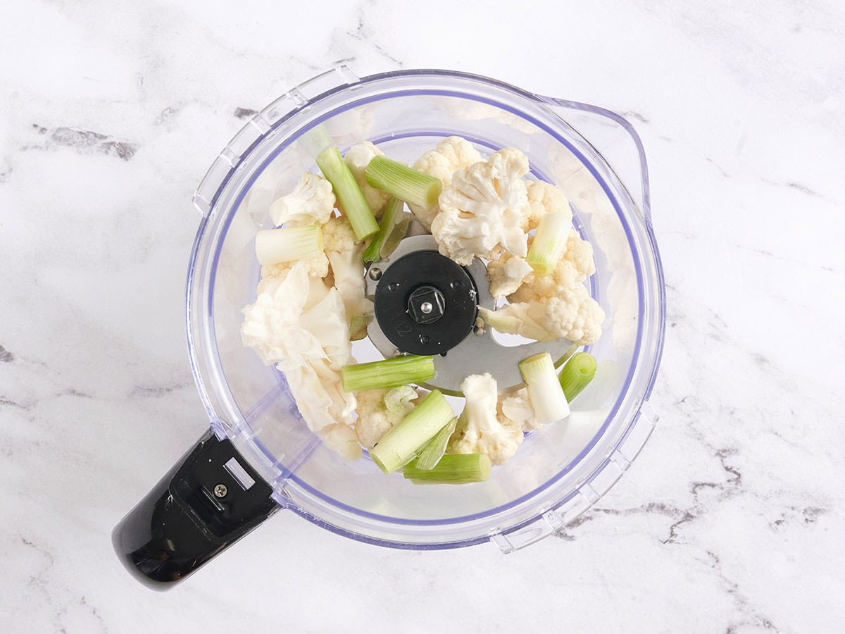 Cauliflower in a food processor.