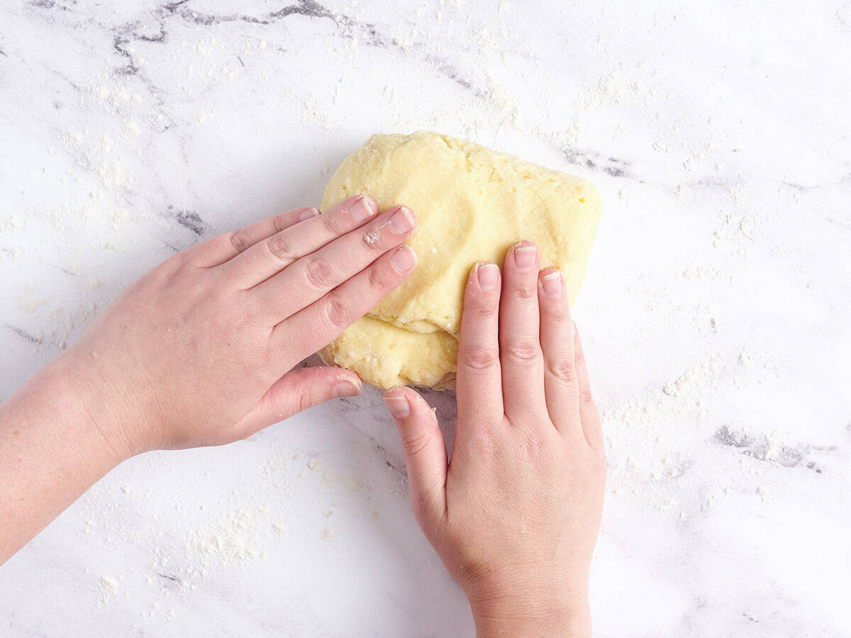 Kneading the dough.