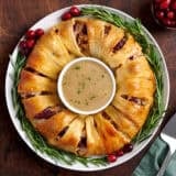Overhead view of holiday leftovers wreath.