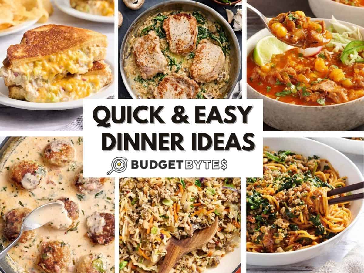 A collage of easy dinner ideas.