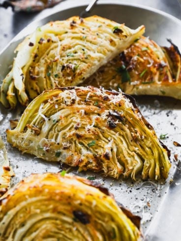 roasted cabbage wedges with herbs and parmesan