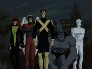 Jean Grey, Angel, Cyclops, Beast, and Iceman